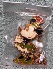 NICE VINTAGE DISNEY MINNIE MOUSE GREEN ENAMELED NECKLACE WALT DISNEY PROD 2 1/4"