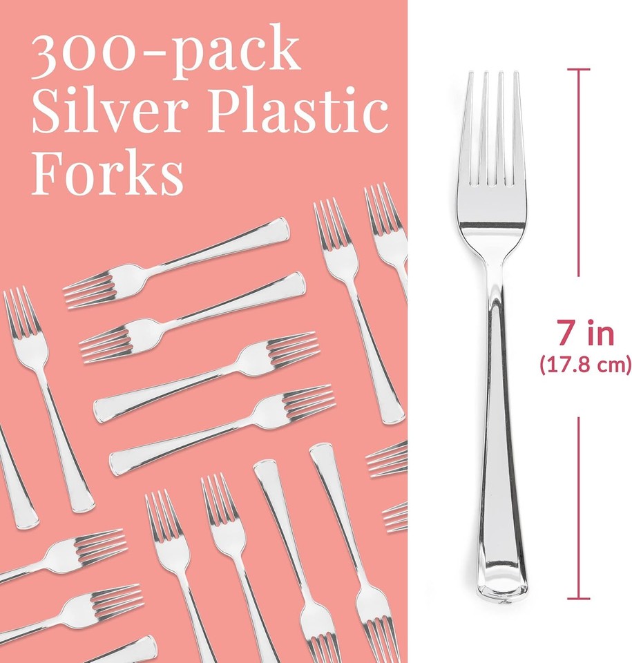 Fancy Plastic Cutlery, Elegant Disposable Forks Pack, Bulk Disposable