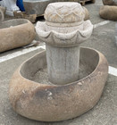 Hand-Carved Dual-Colored Granite Lotus Flower Fountain