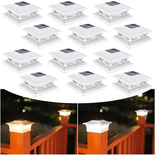 2-12PCS Solar Post Deck Cap Lights Outdoor Fence Dock 4x4/6x6 LED Lamp PVC Vinyl - Picture 12 of 12