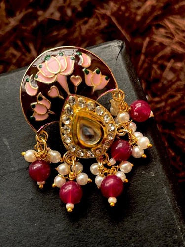 Meenakari Kundan Lovely Stud Earring - Picture 2 of 2