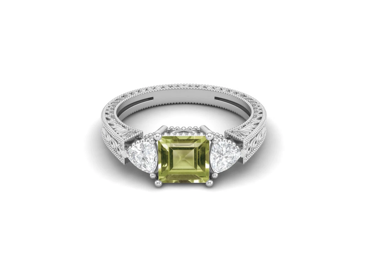 Princess cut peridot ring deals