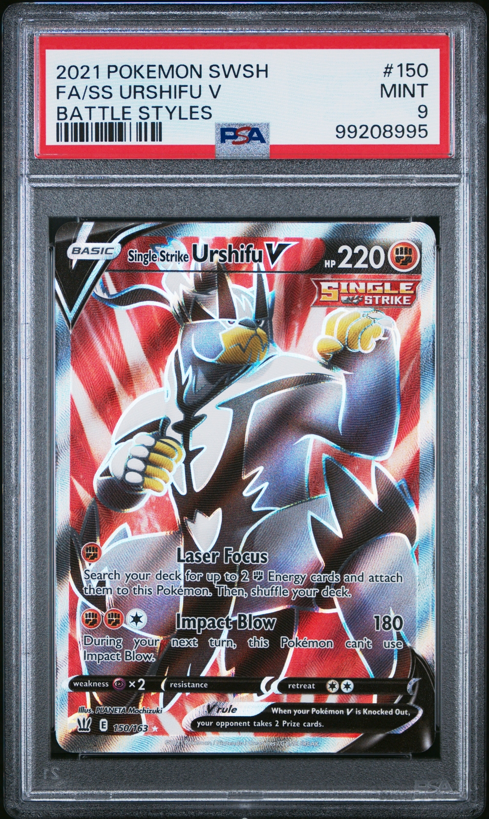 2021 POKEMON SWORD & SHIELD BATTLE STYLES FULL ART/SINGLE STRIKE URSHIFU V PSA 9