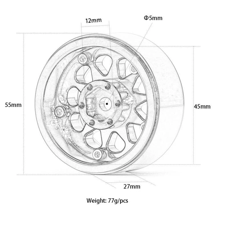 4x Buje de llanta Beadlock de aleación de 1,9" para 1/10Traxxas WRAITH Tamiya Axial SCX10 RC Foto 2 de 4