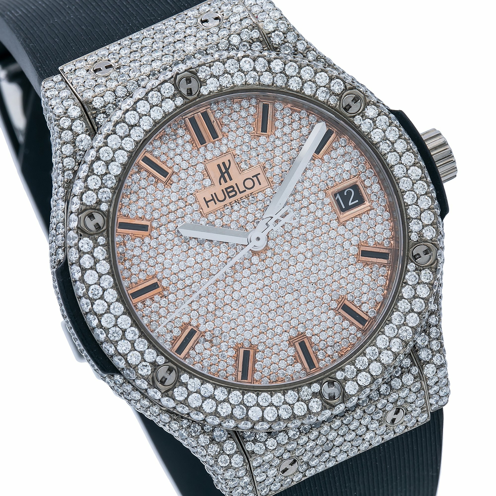 HUBLOT CLASSIC FUSION TITANIUM WATCH 45MM DIAMOND DIAL AND BEZEL 511.NX.1171.RX