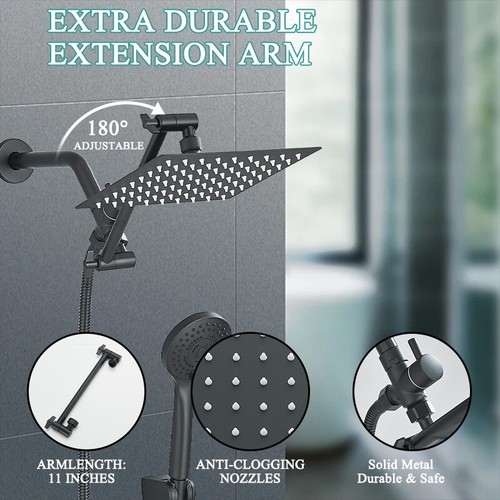 High Pressure Rain Shower Head Dual Showerhead Combo W/Extension Adjustable Arm - 第 7/52 張圖片