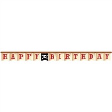 Pirate Treasure Happy Birthday Shaped Banner 7" x 10' Paper Boy Kids Decorations