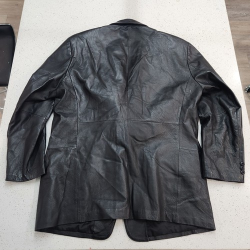 J. FERRAR 100% Super Soft Leather Mens LG Large BLAZER Jacket BLACK 3 Button - Picture 13 of 19