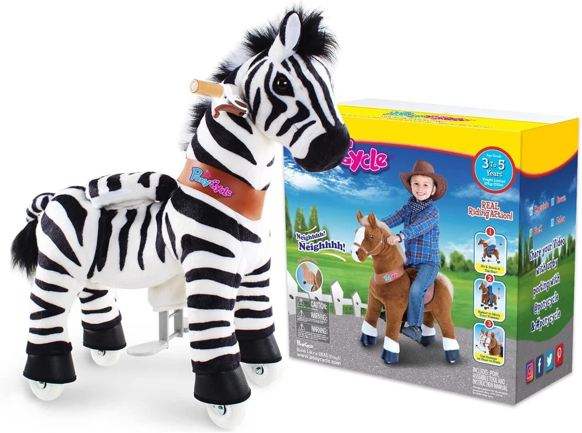 PonyCycle UX368 Authentic Zebra Kids Ride on Horse Small Ages 3 5