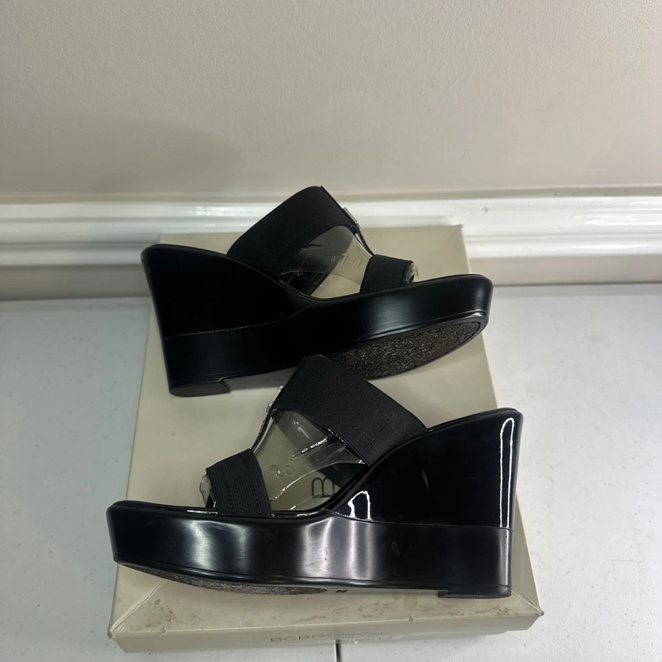 Sandalias de plataforma negras BCBG de colección Y2K talla 7,5 M hebilla BKE Foto 4 de 4