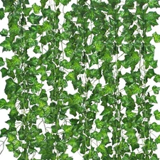 12 Pack Fake Vines for Room Decor Artificial Ivy Garland with Clip Green Flowers