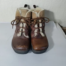 Earth Igloo Sandstone Womens Size 11 B Brown Leather Fur Lined Warm Boots