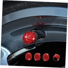 4 Pack Bling Valve Stem Caps, Air Caps Cover, Crystal Diamond Tire Air Cap Red