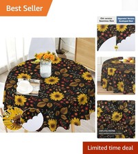 Stain-Resistant Round Tablecloth - 60-Inch Sunflower Beauty for Indoor  Outdoor