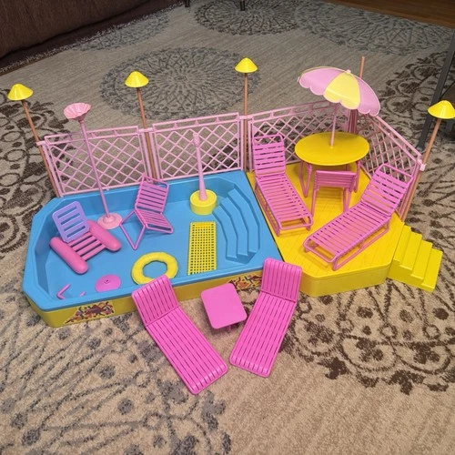 Vintage Mattel 1988 BEACH BLAST BARBIE POOL PATIO SET INCOMPLETE