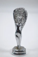 Vintage Dunhill Silent Flame Table Lighter Deco Ornament Chrome Nude Woman Dance