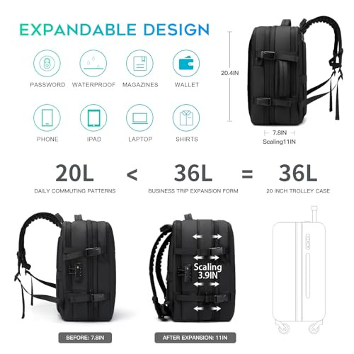 AIRBACK ブラック リュック・バックパック　圧縮ポンプ付き Airback Backpack with Anti-Theft Vacuum Compression Travel With