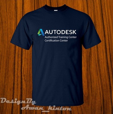 Shirt Autodesk Funny Logo Tshirt Dark Blue Color Made In Usa