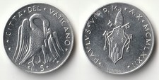 1972 Vatican 5 lire coin from mint set