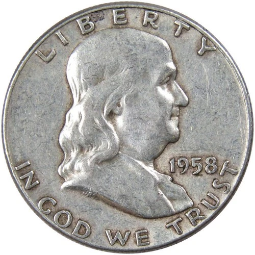1958 Franklin Half Dollar Circulated Silver 50c Coin Collectible