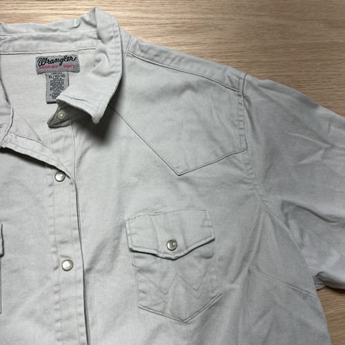 Camicia Wrangler Wrancher Pearl Snap grigia cowgirl western rodeo ranch taglia XL - Foto 4 di 19
