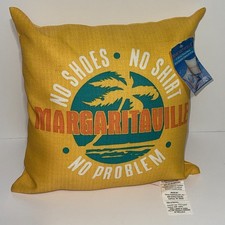 Margaritaville No Shoes No Shirt No Problem Yellow Throw Pillow 17”