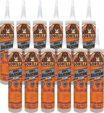 Gorilla Clear 100 Silicone Sealant Caulk, 10 Ounce Cartridge, Clear, Pack...