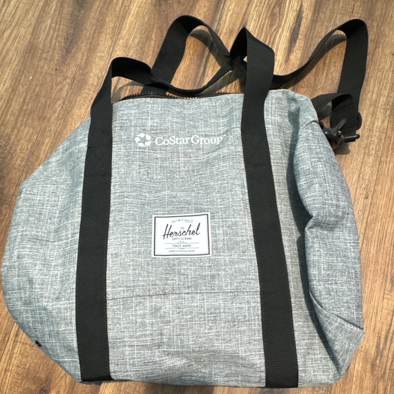 Herschel Gym Bag 20L Zip Polyester Adjustable Strap Logo Gray Black