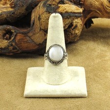 Sterling Silver Mother of Pearl and Marcasite Ring Size 8.75