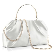 Clutch Purse for Women Elegant Pleated Evening Bag Satin Clutch Dressy White