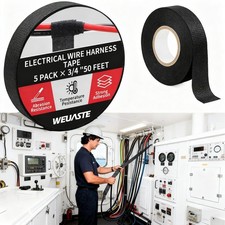 5 Rolls 3/4"x50FT High Temp Wiring Harness Tape - Self-Adhesive H17