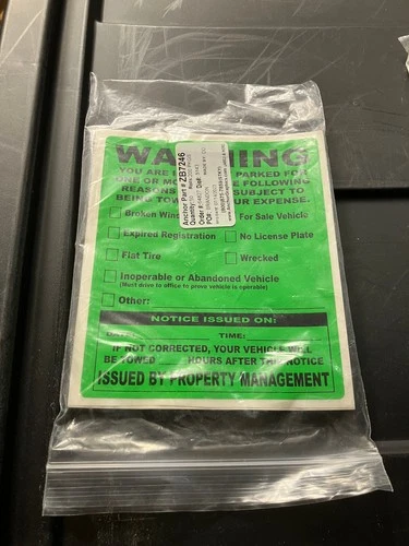10 PCS ILLEGAL NO PARKING VIOLATION WARNING TOW STICKERS PROPERTY MANAGEMENT