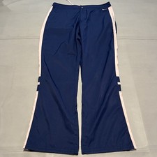 VTG Y2K Nike Track Pant Women Navy/Pink Nylon Drill Parachute Wide Leg-L-9735