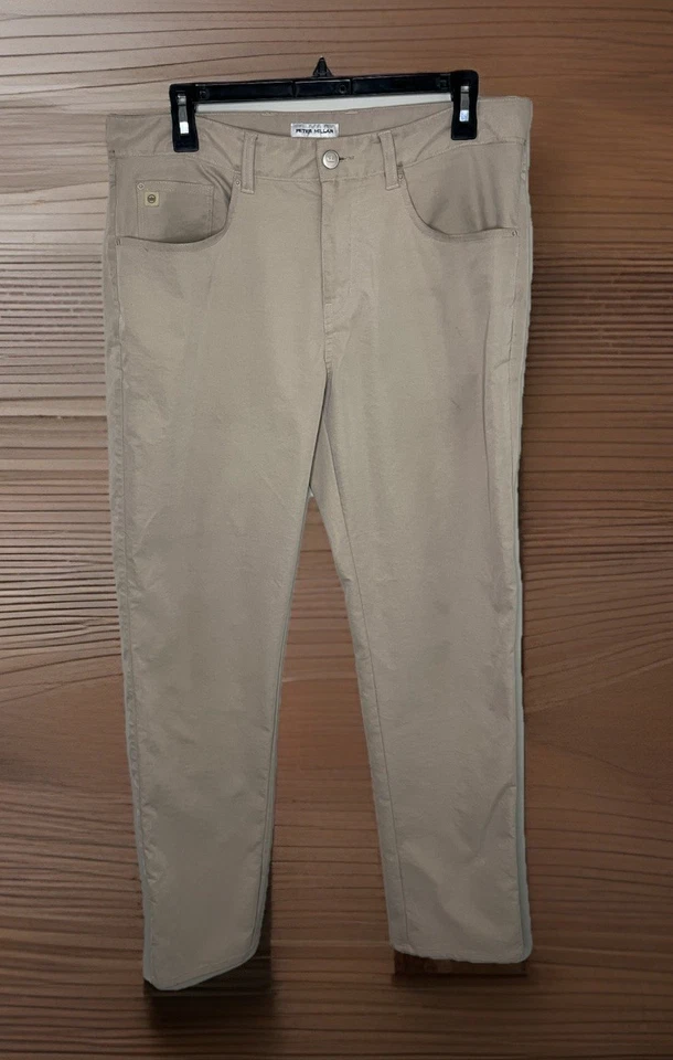 Pantalones de golf Peter Millar EB66 5 bolsillos para hombre 33x32 caqui de viaje ajuste a medida Foto 2 de 4