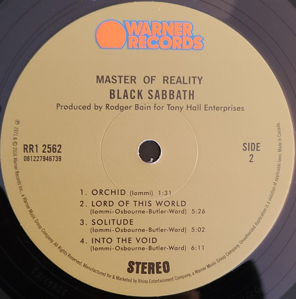 Master of Reality by Black Sabbath (Record, 2016) for sale