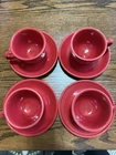 Fiesta Ware Set of 4 Scarlet  RED Coffee Cups and Saucers Set Homer Laughlin