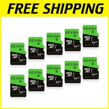 64G Micro SD Cards 10 Pack UHS-I C10 Full HD TF Bundle