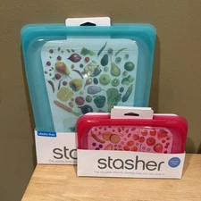 Stasher Reusable Silicone Storage Bags - NEW - Half Gallon (1) Snack (1)