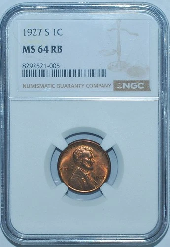 1927 S NGC MS64RB Red and Brown Lincoln Wheat Cent