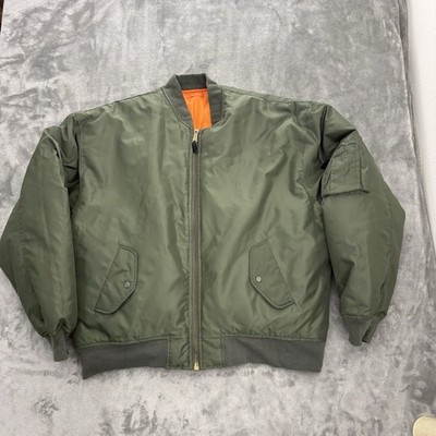 Vtg Northern Explosion Bomber Jacket Men's 2XL Test Pilo Reversible Orange Green