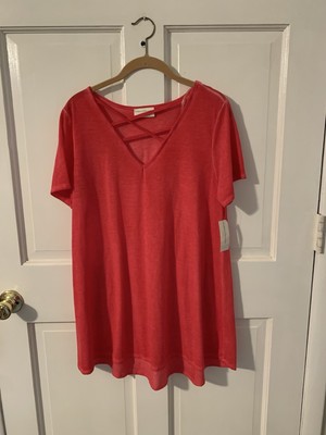 Bobbie Brooks Dark Pink Blouse Size XL New With Tags Has Crisscross In Front