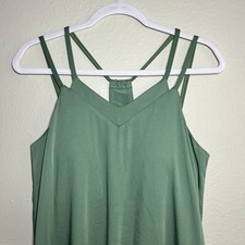 SheBird Savannah Strappy Bra Maxi Dress Small (Sz 2) Sage Green Slits Pockets