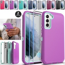 For Samsung Galaxy  S21 Ultra S21+ S21 FE Heavy Duty Case Cover / Tempered Glass