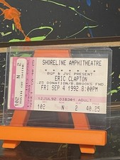 Eric Clapton Concert Ticket At  Shoreline Amphitheatre 9/4/1992 Presented By JVC