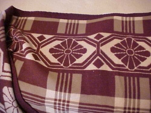 Manta a cuadros marrón de colección con borde de flores - Imagen 3 de 3