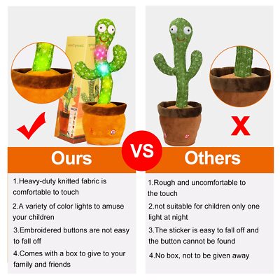 Juguete de imitacin de peluche de cactus parlante bailando para nios  pequeos | eBay