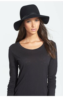 Rag & Bone Floppy Brim Wool Fedora With Black Leather Band in Wheat Sz M Buy Claude Wool Fedora - Dark Camel - Helen Kaminski main image 4