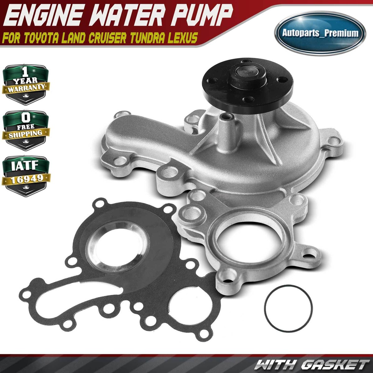 A-Premium Engine Water Pump W/Gasket & O-Ring [DOHC, 8Cyl 5.7L - Foto 4