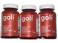 Goli Nutrition World's First Apple Cider Vinegar Gummies 60 Count (3 PACK) 180 C