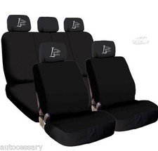 For Hyundai Live Laugh Love Seat Covers with Embroidered Headrest Covers Black